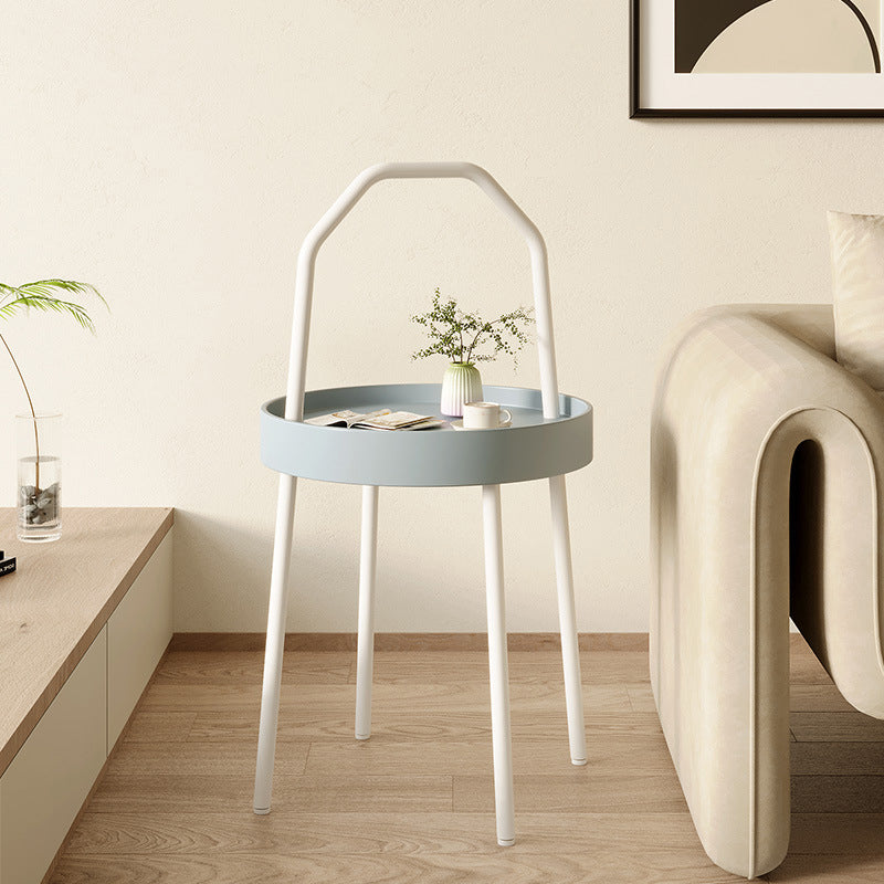 Mesa de café redonda minimalista moderna de hierro y PC de 1 nivel para sala de estar 