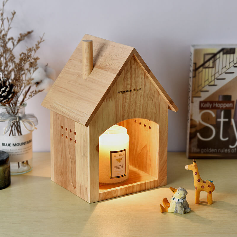 Nordische, minimalistische, sechseckige Tischlampe aus schmelzendem Wachs mit 1 Leuchte aus Holz