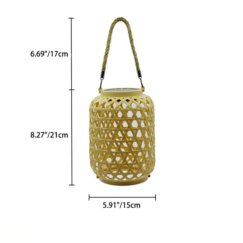 Lanterne solaire étanche créative contemporaine en plastique tissé LED portable pour lumière extérieure de jardin 