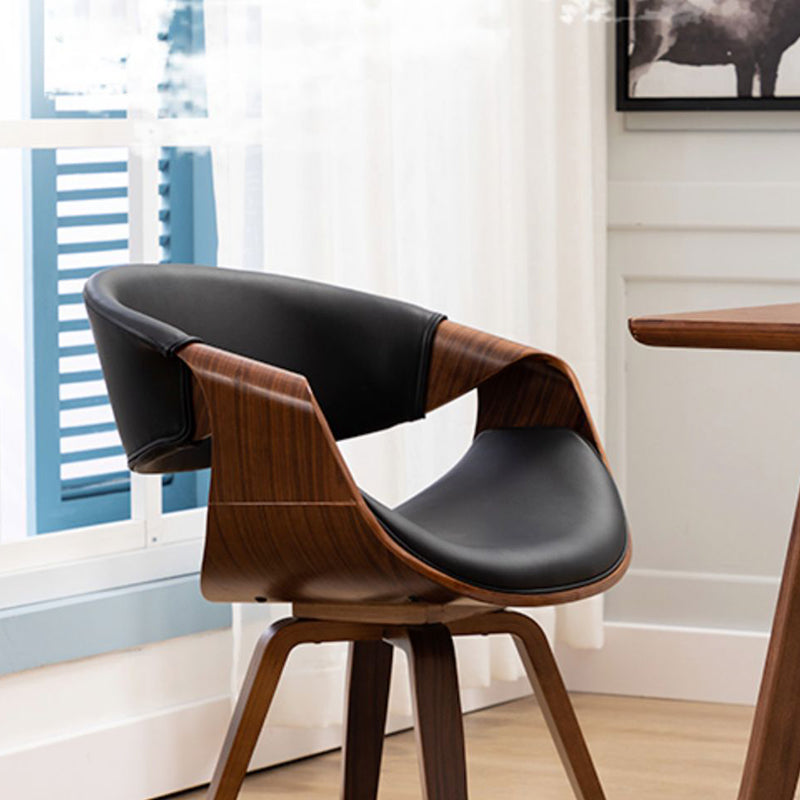 Silla de comedor contemporánea de lujo Arc, de madera contrachapada tapizada en algodón, lino y piel sintética, con respaldo y reposabrazos, para comedor 