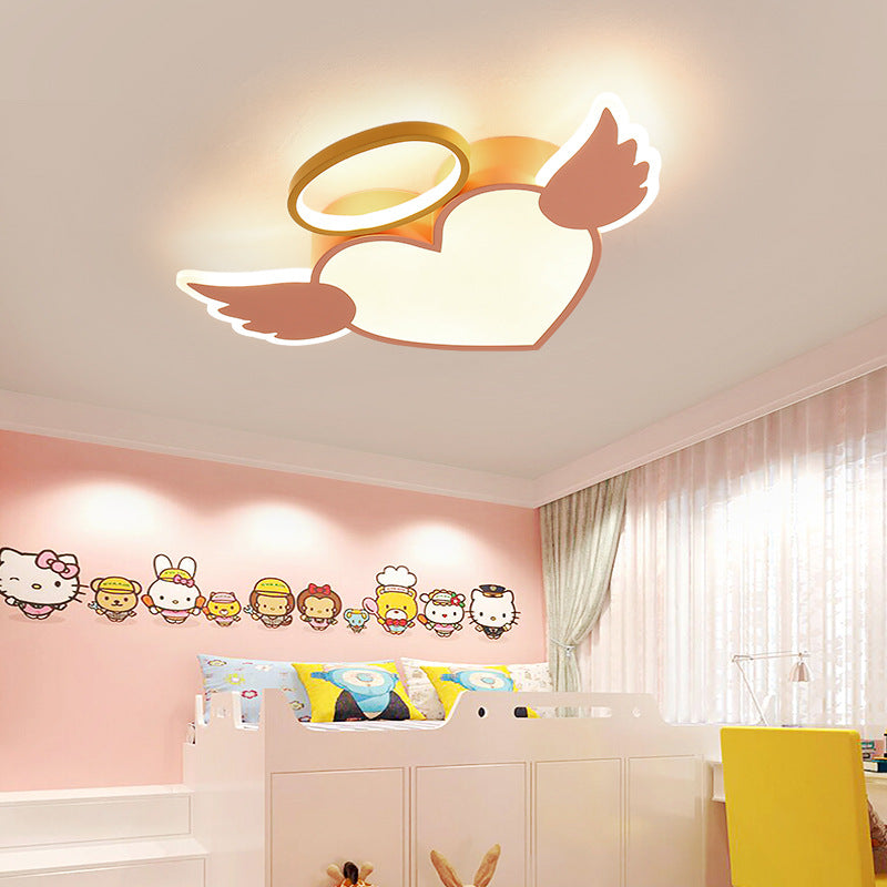 Les enfants créatifs contemporains adorent les ailes en aluminium fer acrylique silicone LED plafonnier pour chambre 