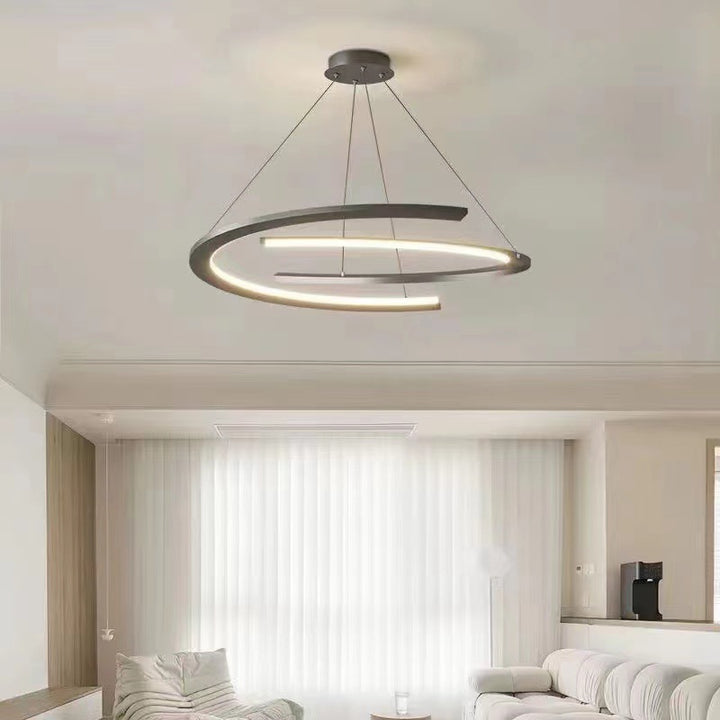 Lustre LED en bande courbée en aluminium et silicone minimaliste moderne pour salon 