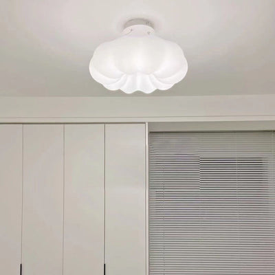 Modern Simplicity Pumpkin PE Shade Hardware LED Flush Mount Ceiling Light For Bedroom