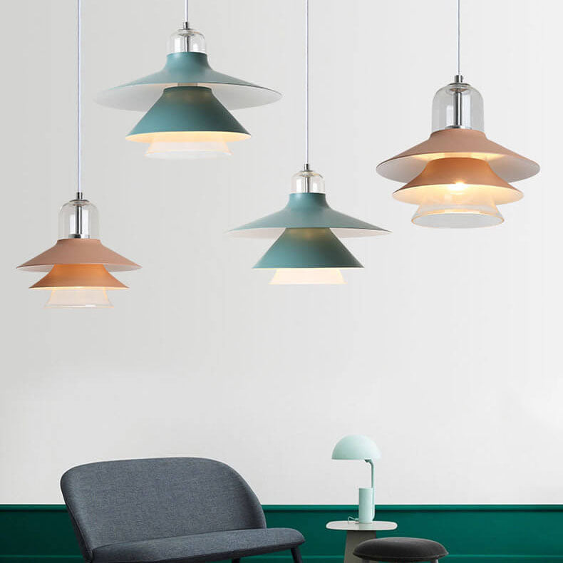 Nordic Minimalist Multi-Layer Cone Glass Hardware 1-Light Pendant Light