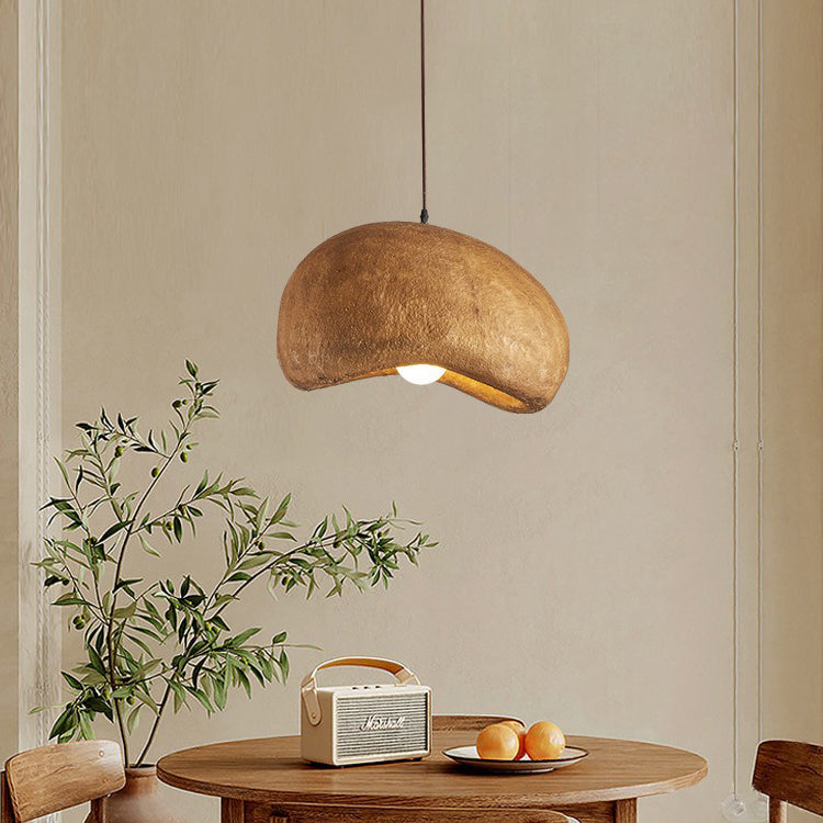 Traditionelle japanische Pendelleuchte mit 1 Licht, Kunststein, kreisförmiger Bogen, Harzschirm für Wohnzimmer 