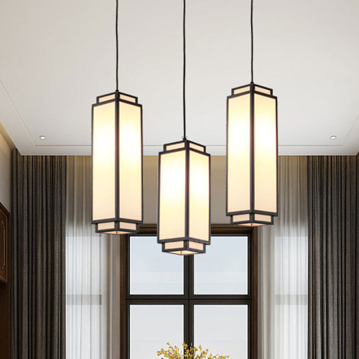 Traditionelle chinesische rechteckige Pendelleuchte aus Eisengewebe mit 1 Licht für Wohnzimmer 
