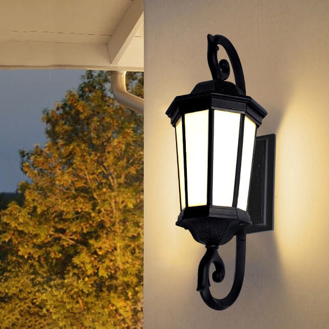 Retro Octagonal Lantern Aluminum Faux Lucite Waterproof 1-Light Outdoor Wall Sconce Lamp