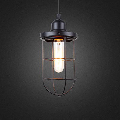 Contemporary Industrial Iron Cage 1-Light Pendant Light For Living Room
