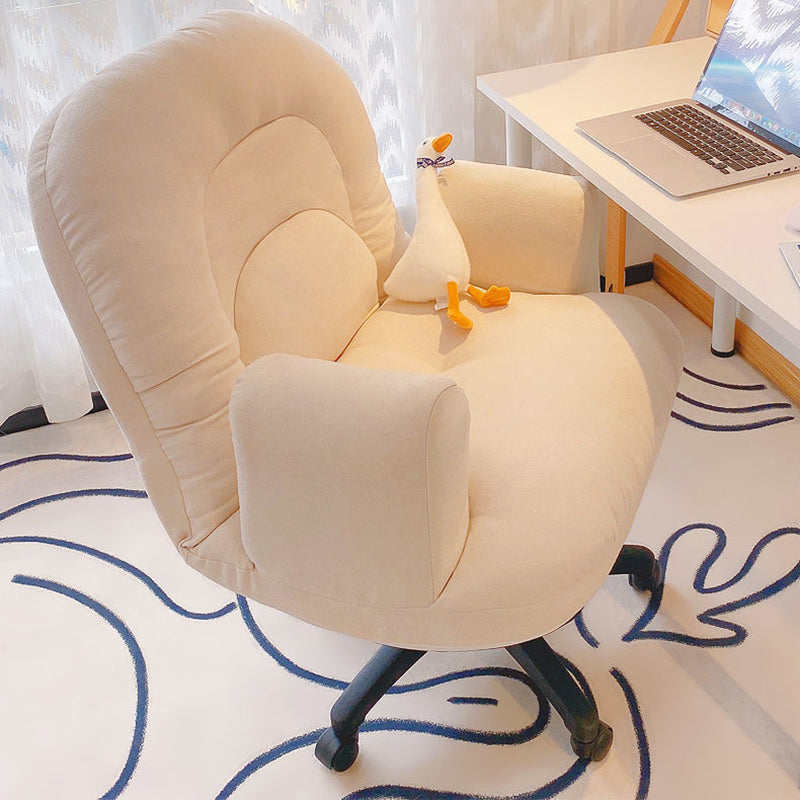 Zeitgenössischer skandinavischer gebogener quadratischer Baumwoll-Leinen-Nylon-Schreibtischstuhl mit Rückenlehne und Armlehne für das Home Office 
