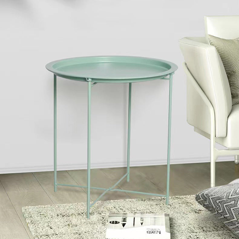 Bandeja de mesa de café redonda minimalista moderna con marco de hierro para sala de estar 