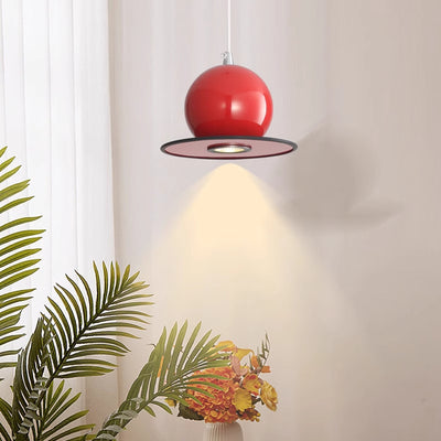 Lustre suspendu contemporain créatif rond en fer avec LED pour salon 