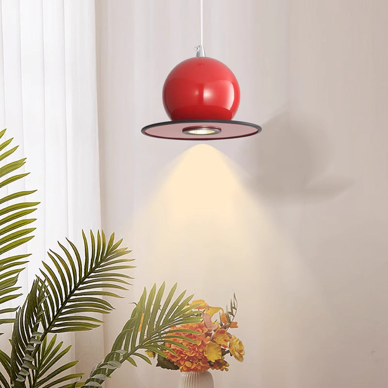 Lustre suspendu contemporain créatif rond en fer avec LED pour salon 