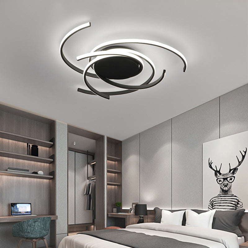 Plafonnier LED à montage affleurant en bande en spirale en aluminium minimaliste moderne pour chambre 