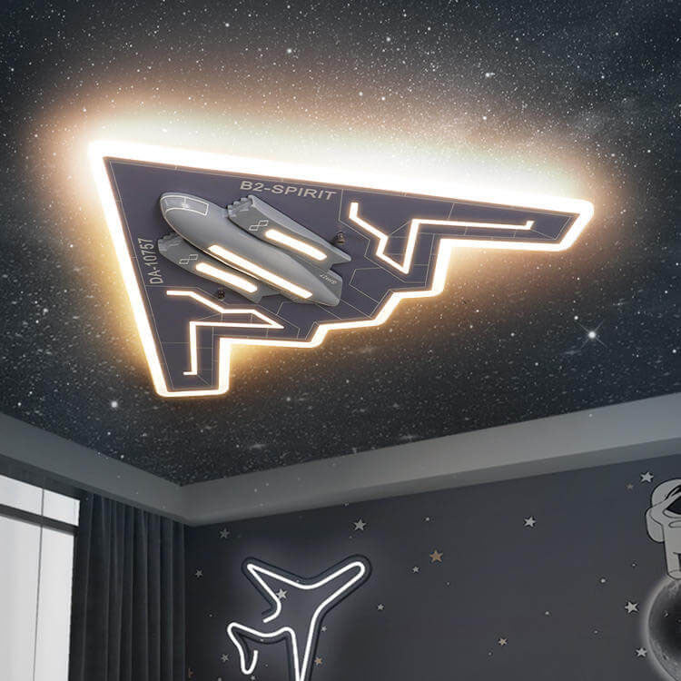 Plafonnier LED ultra-mince en acrylique pour enfant en forme de jet de combat 