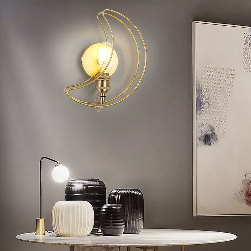 Moderne Mid-Century Mond Kupfer 1-Licht Wandleuchte für Wohnzimmer 