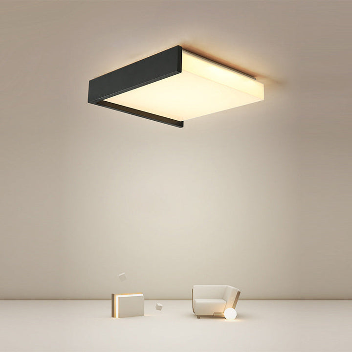 Zeitgenössische nordische quadratische Eisen-Acryl-LED-Deckenleuchte für Wohnzimmer 