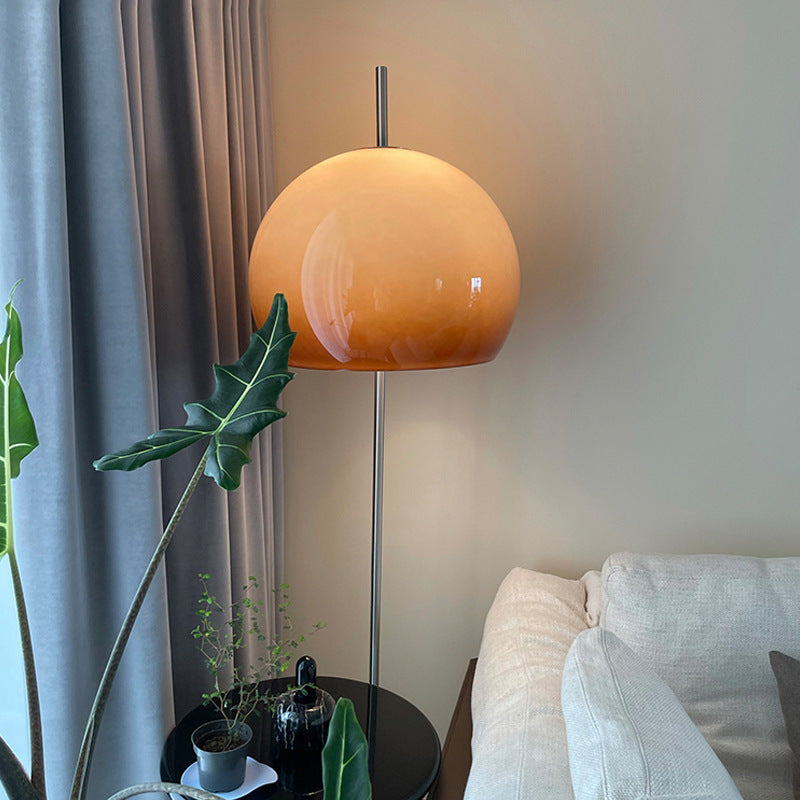 Lampe de sol contemporaine rétro en verre avec matériel en forme de champignon à 2 lumières pour salon 