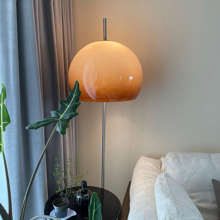 Lampe de sol contemporaine rétro en verre avec matériel en forme de champignon à 2 lumières pour salon 