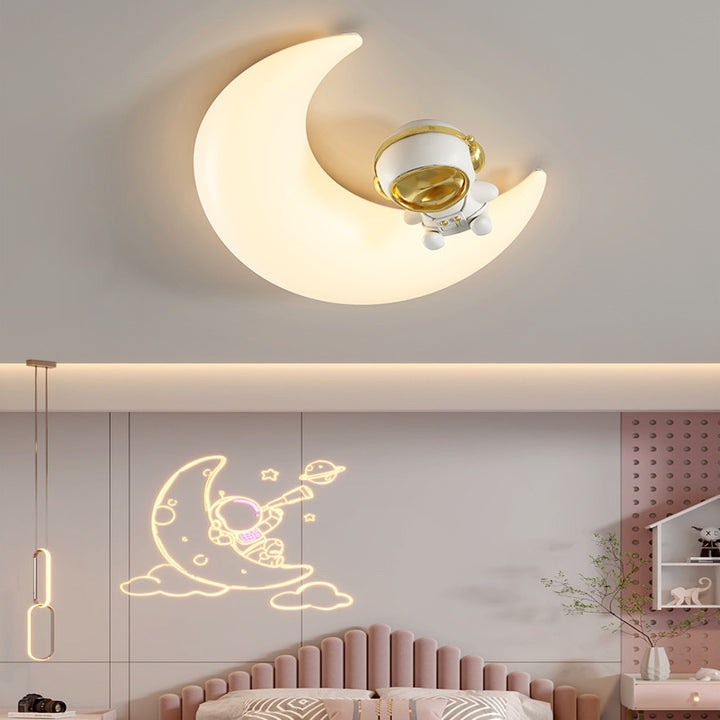 Moderne Art Deco Mond geformt Eisen Acryl LED Unterputz Deckenleuchte für Schlafzimmer 