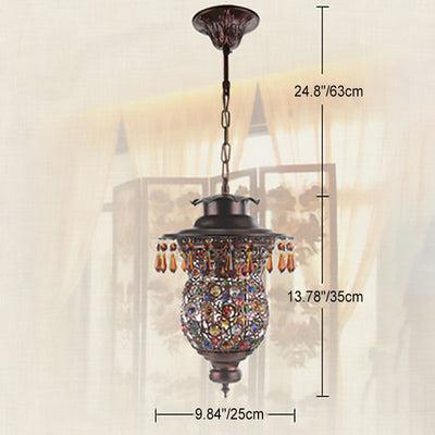 Modern Creative Wrought Iron Colored Crystal 1-Light Pendant Light