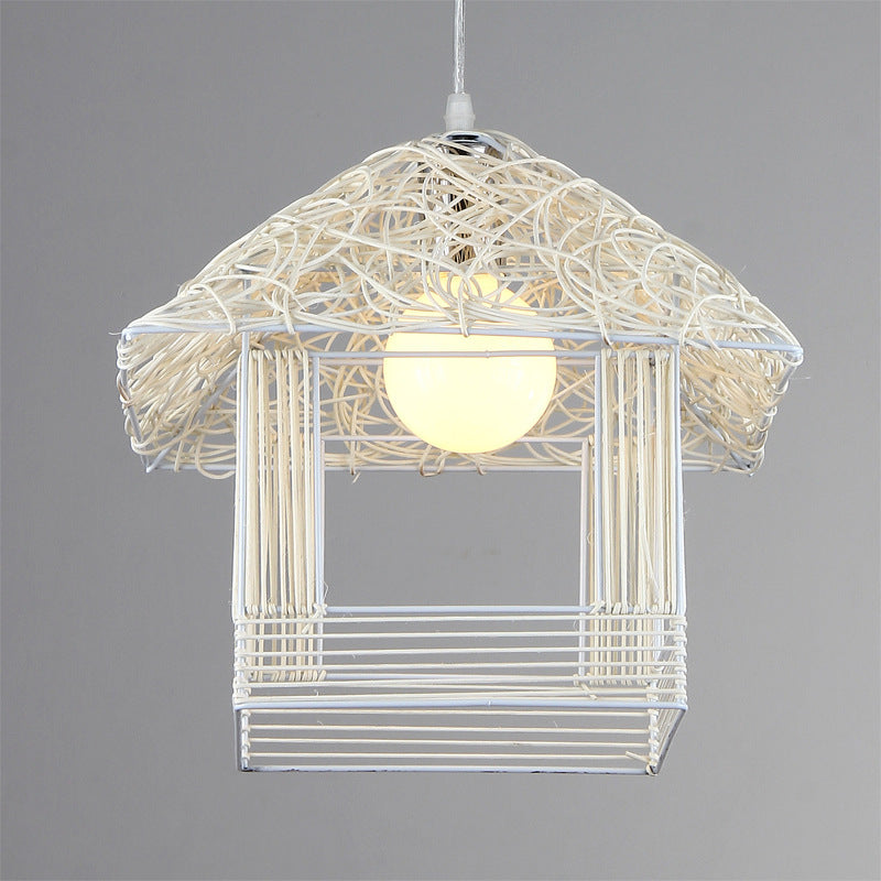 Traditional Rustic House Rattan 1-Light Pendant Light For Living Room