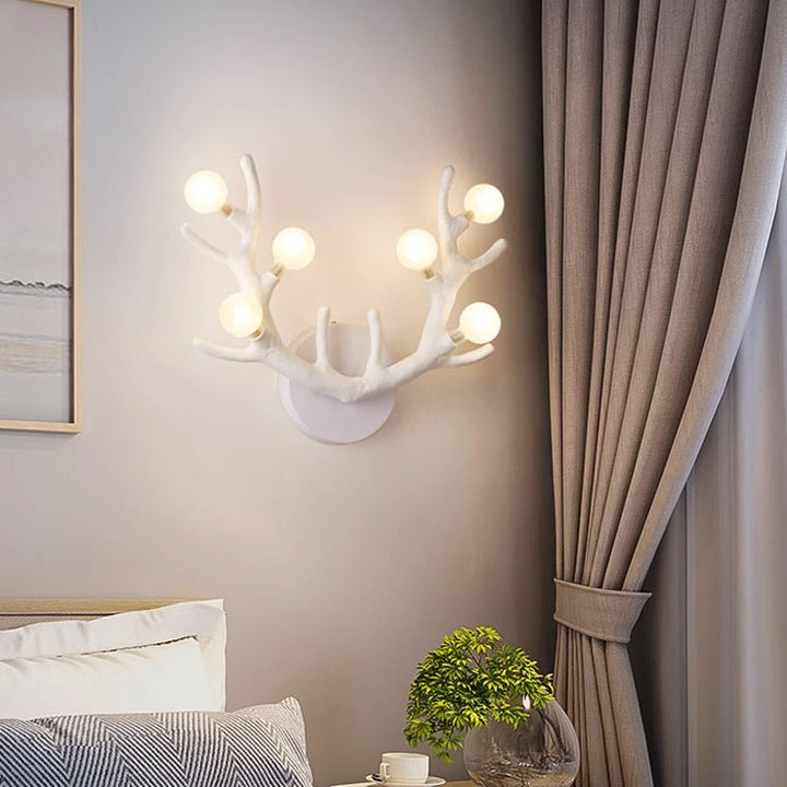 Nordic Creative Resin Antler Tree Branch Glass Ball 6-Light Wall Sconce Lamp