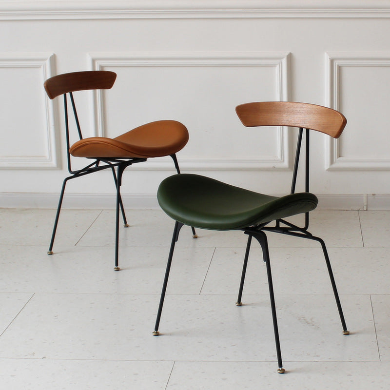 Chaise de salle à manger contemporaine en fourmi industrielle, bois, armature en cuir, tissu, éponge avec dossier pour salle à manger 