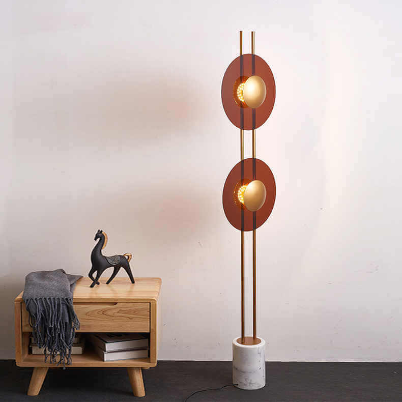 Modern Nordic Hardware Disc Marble Base LED Standing Floor Lamp