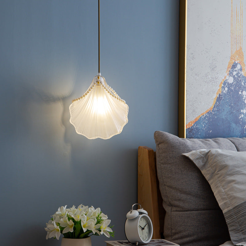 Moderne Art Deco Shell Eisen Glas 1-Licht Pendelleuchte für Schlafzimmer 