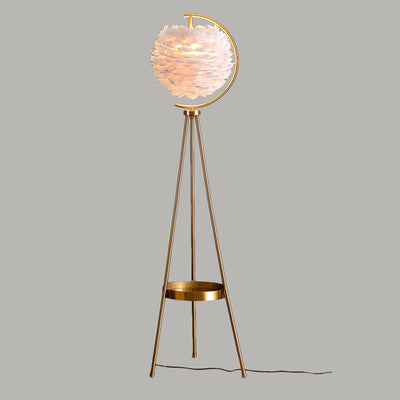 Contemporary Creative Iron Feather Tripod 1-Light Standing Floor Lamp For Bedroom