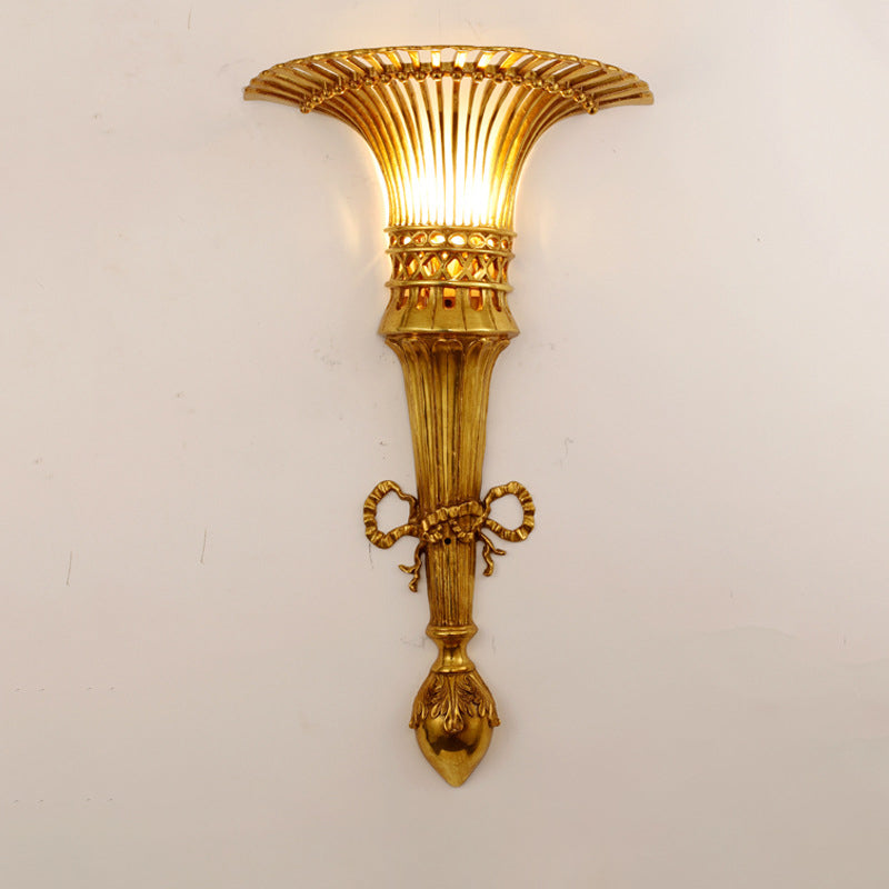Traditional European Umbrella Shape Half Round Iron 1-Light Wall Sconce Lamp For Living Room