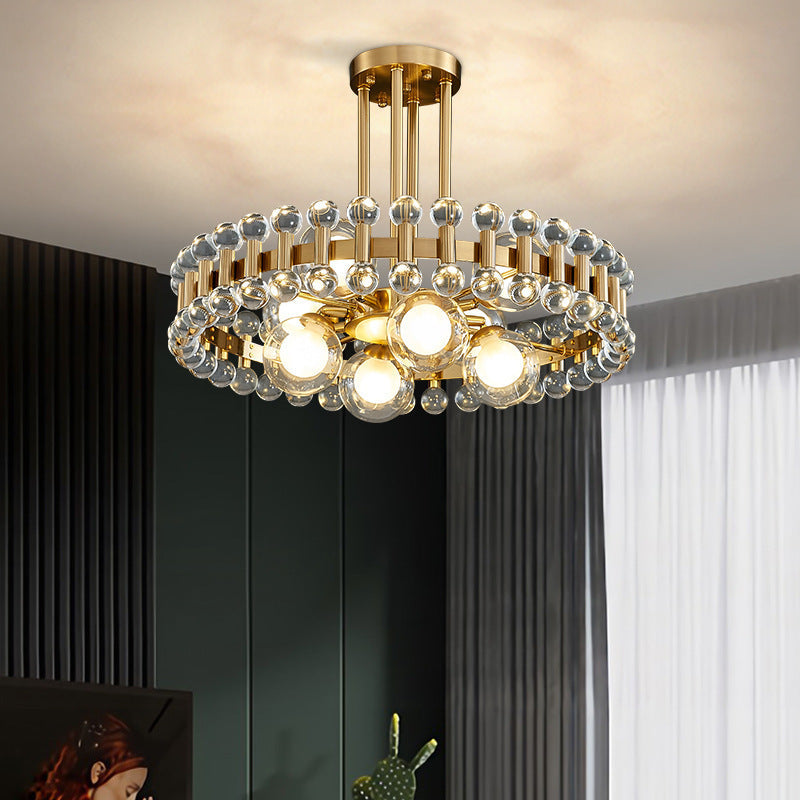 Moderner Luxus Gold Finish Rahmen Bunte Glas Schatten 6/8/10-Licht Kronleuchter Für Wohnzimmer 