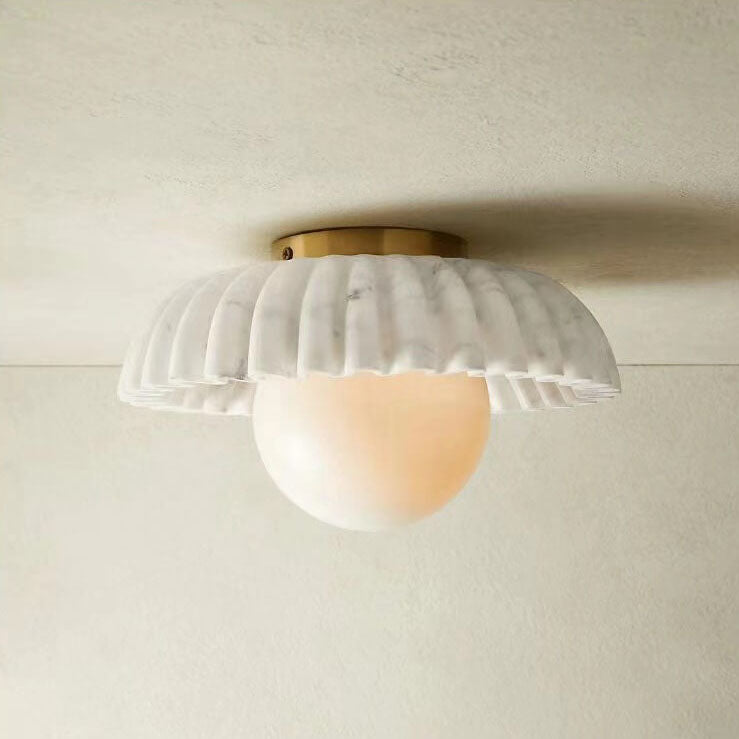 Modern Luxury Imitation Marble Flower-Shaped 1-Light Semi-Flush Mount Ceiling Light