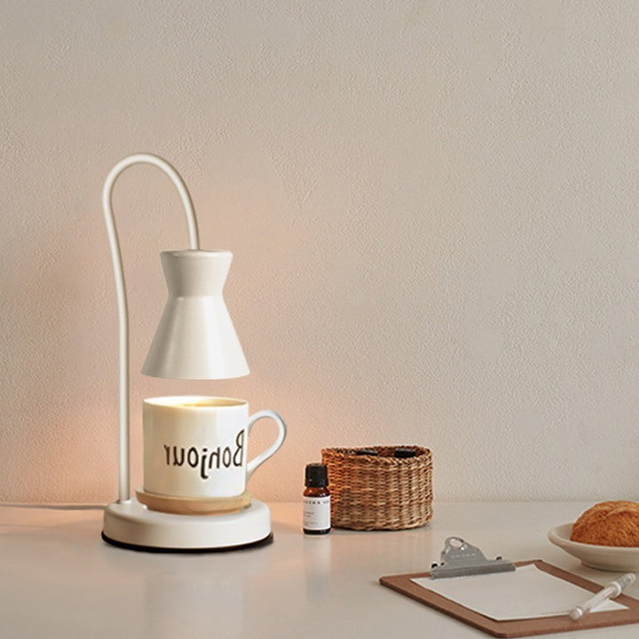 Moderna lámpara de mesa de metal minimalista con soporte ajustable de reloj de arena de 2 luces para derretir cera junto a la cama 