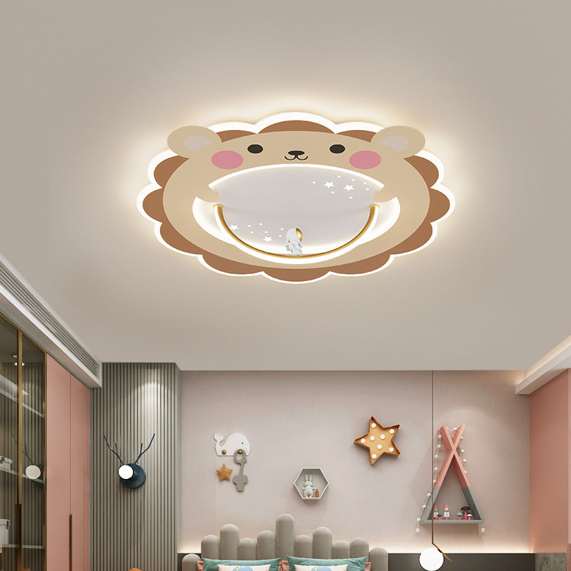 Moderne Art Deco Kinder Aluminium Acryl Pinguin Panda Löwe Schaf Runde LED Unterputz Deckenleuchte für Schlafzimmer 