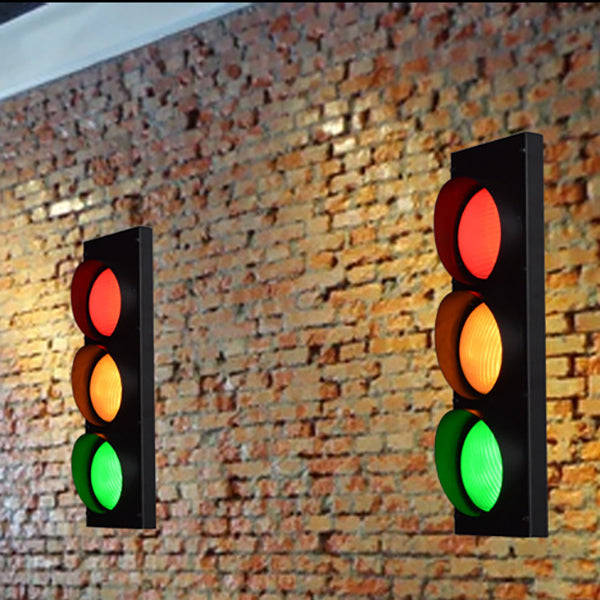Lámpara de Aplique de Pared LED de Señal de Tráfico Rectangular Creativa Contemporánea de Hierro y Vidrio Para Sala de Estar 