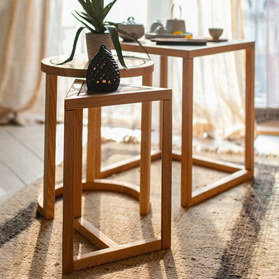 Moderne Einfachheit Runder Dreieckiger Quadratischer Holz-Beistelltisch für das Wohnzimmer 