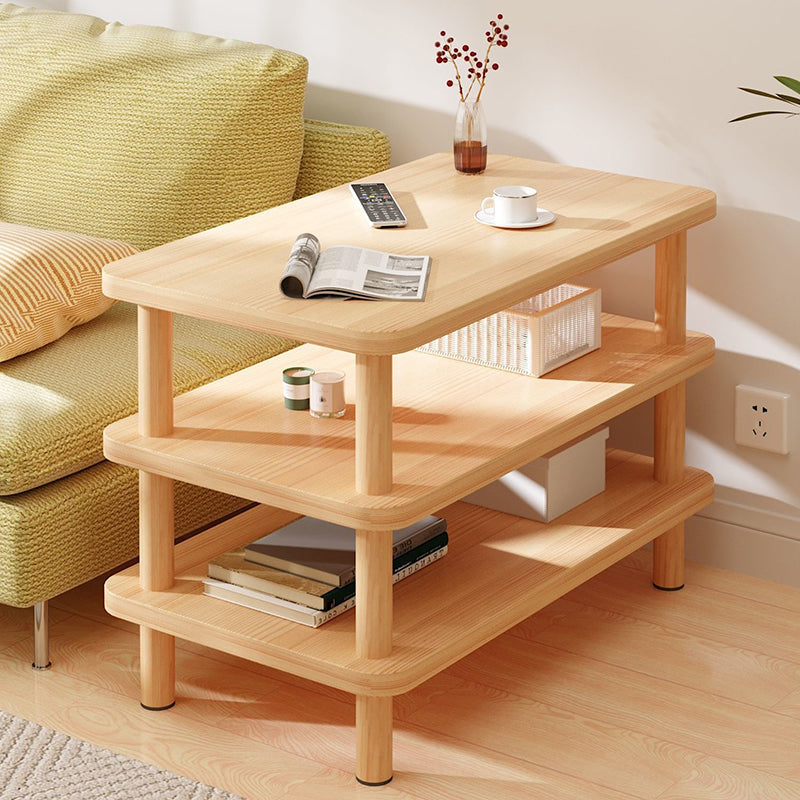 Traditioneller japanischer rechteckiger Beistelltisch aus Holz und MDF mit 3 Ebenen für das Wohnzimmer 