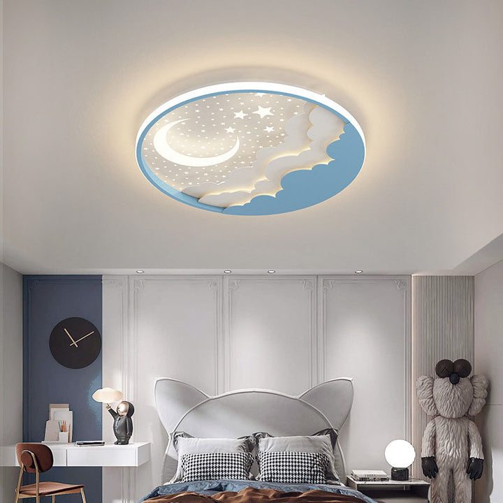 Luz de techo empotrada LED acrílica contemporánea creativa de estrellas y luna para niños para sala de estar 
