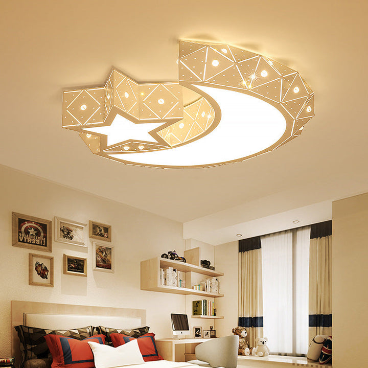 Zeitgenössische kreative Stern Mond Eisen Acryl LED Unterputz Deckenleuchte für Schlafzimmer 