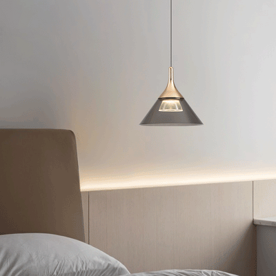 Zeitgenössische nordische konische LED-Pendelleuchte aus Eisen-Aluminium für Schlafzimmer 