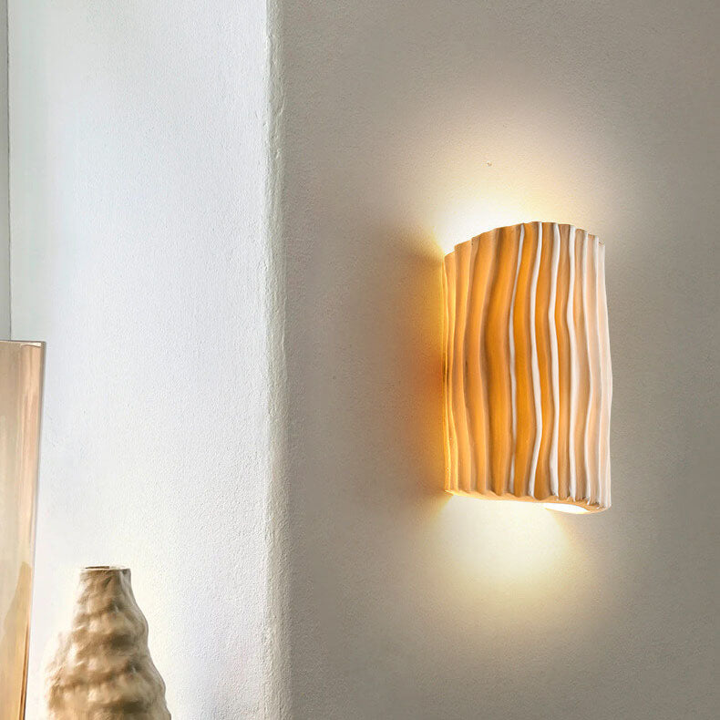 Contemporary Nordic Resin Striped Half Cylinder 2-Light Wall Sconce Lamp for Living Room