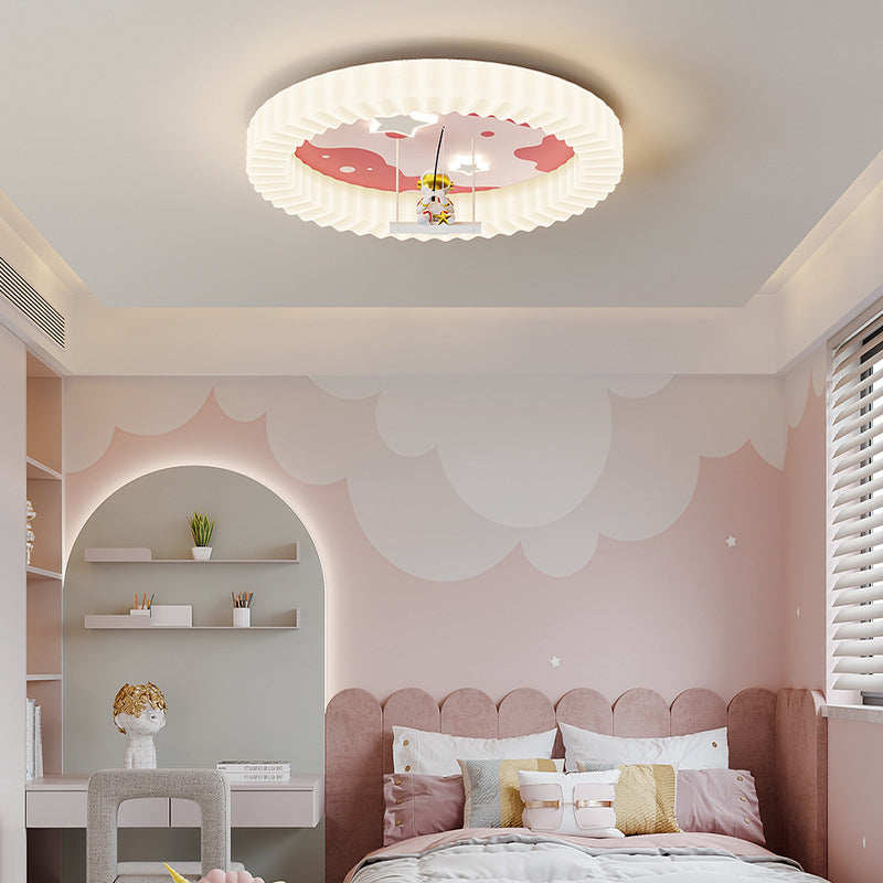 Luz de techo empotrada LED de hierro acrílico redonda creativa contemporánea para dormitorio 