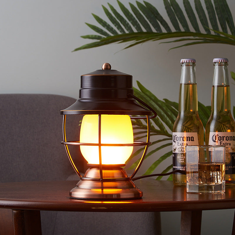 Lampe de table LED cylindrique en acrylique fer rechargeable étanche de style ferme traditionnelle pour salle de divertissement 