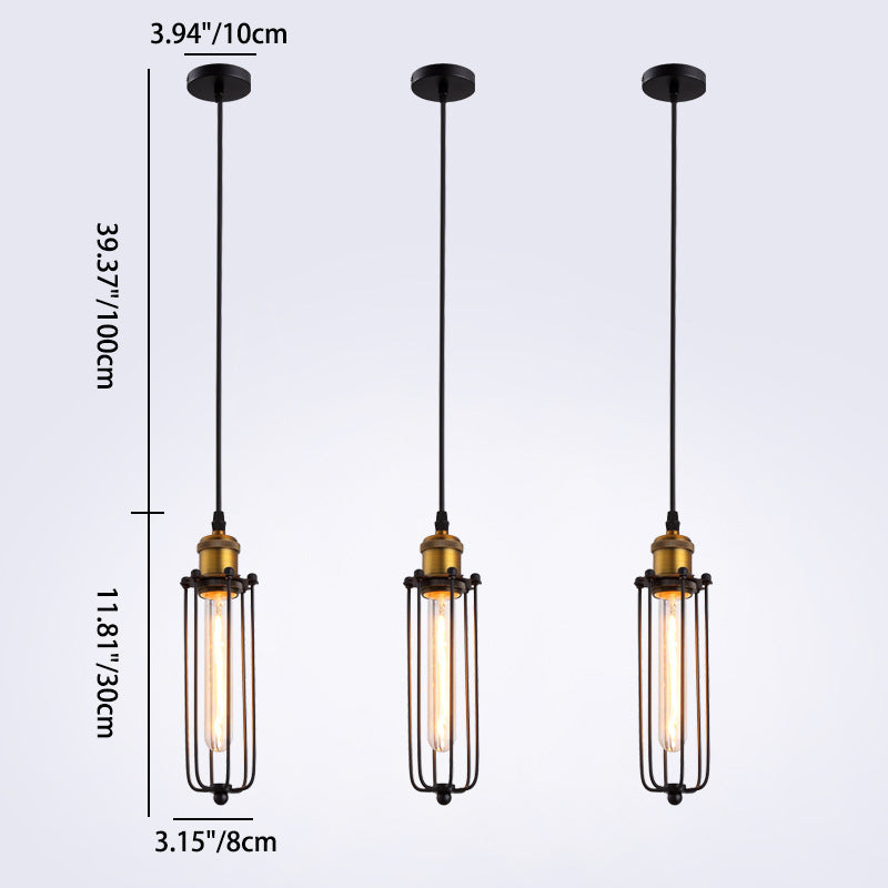 Suspension Luminaire 1-Lumière en Aluminium Fer Fil Cylindre Vintage Traditionnel pour Salon 