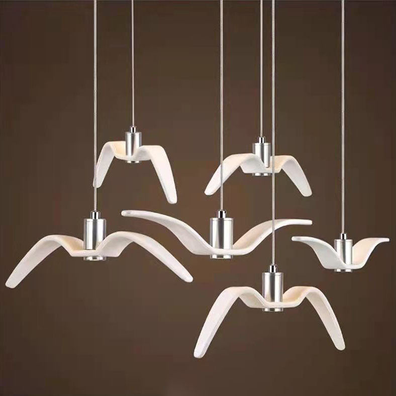Personnalité créative nordique Suspension LED en fer forgé avec mouette 