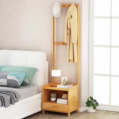 Portemanteau rectangulaire minimaliste moderne en bambou avec panneau de densité, table de nuit avec 1/3 tiroir pour chambre 