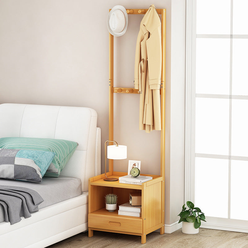 Portemanteau rectangulaire minimaliste moderne en bambou avec panneau de densité, table de nuit avec 1/3 tiroir pour chambre 