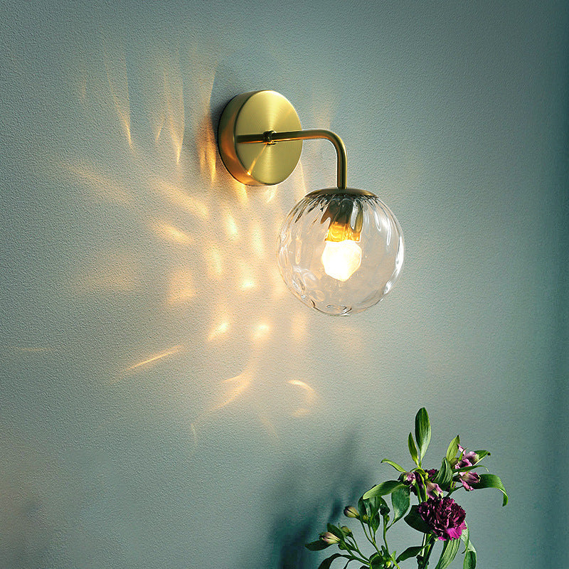 Contemporary Scandinavian Round Ball Iron Glass 1-Light Wall Sconce Lamp For Bedroom