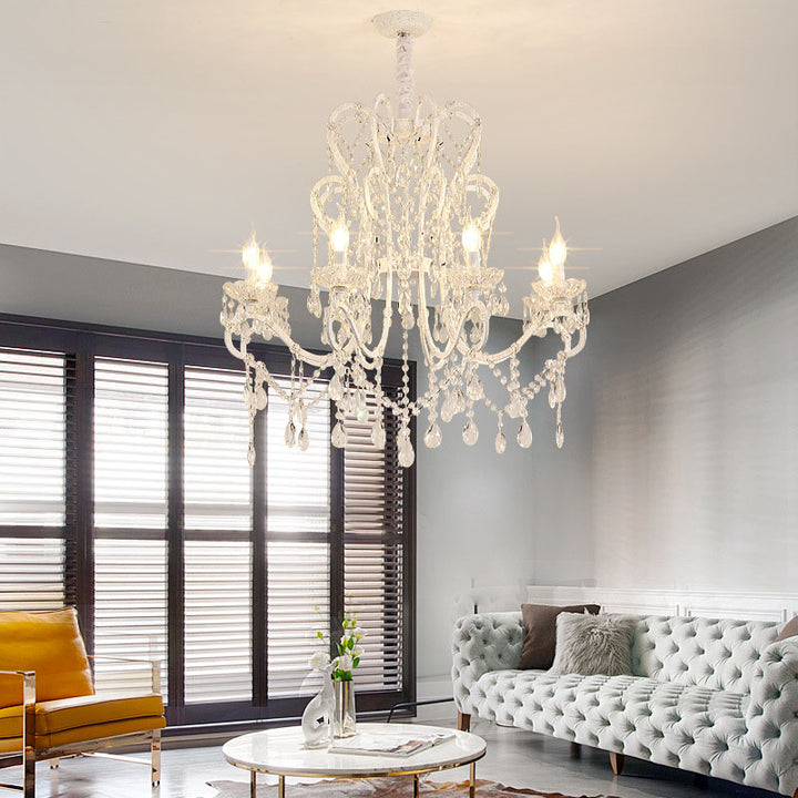 Moderne minimalistische Zweig Kerzenständer Kristall Eisen Glas 4/6/8 Licht Kronleuchter für Wohnzimmer 